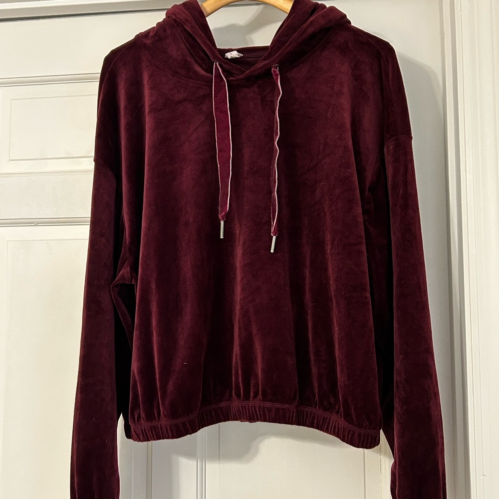 Daily Practice by Anthropologie Burgundy Velour Women's Hoodie